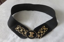 Ceinture femme élastique noire boucle dorée vintage