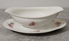 Sauciere En Porcelaine De LIMOGES Motifs Fleurs Rose Ancienne Vintage 