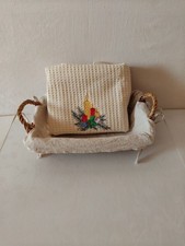 Corbeille & torchon en tissu nid  d'abeille Noël brodé-fabrication fait main