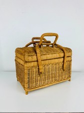 Petite valisette en osier vintage, rotin, ancien, années 60, panier, valise, déc