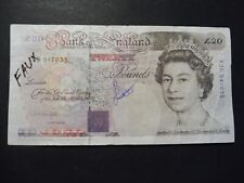 BILLET  20 POUNDS ENGLAND  FAUX  RARE ISSUE BANQUE / ACHAT UNITE AU CHOIX