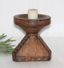 Porte-Bougie Ancien En Bois