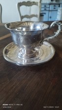 Grande tasse et sous tasse à chocolat en argent massif