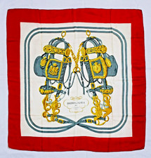 Authentic Vintage HERMES Silk Brides de Gala Carre 90/34" Red & Blue H. Grygkar