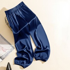 Pantalons Tapered En Satin Fausse Soie Pour Femme Bloomers Brillants Mode
