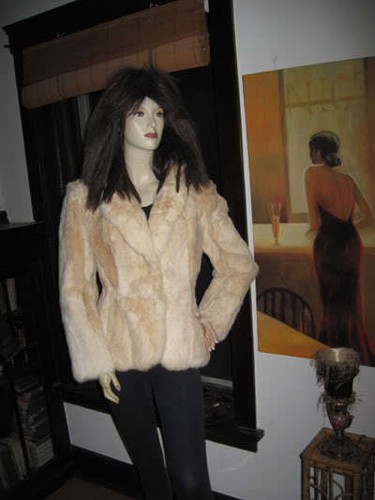 Cream rabbit fur cropped - cream,