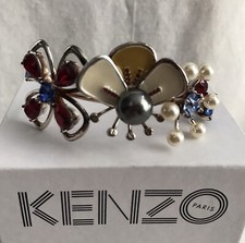 Kenzo Pearls And Rhinestones Flowers Bracelet