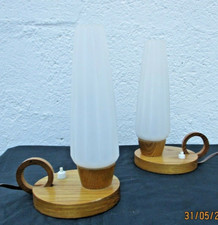 Paire lampes scandinave vintage lamp 1950 lampe opaline bois dlg Louis Kalff