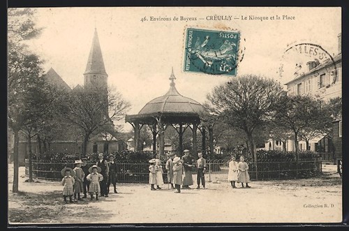Cpa creully kiosque la - creully,,