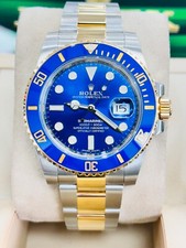 Rolex Submariner 116613 LB 18K Or Huître Bracelet Bleu Céramique Chaton Boîte /