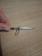 Rare Ancienne Broche Stylet Couteau Miniature Corse Argent