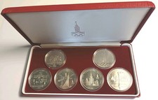 Superbe COFFRET de 6 PIECES 1 ROUBLE JO MOSCOU URSS RUSSIE JEUX OLYMPIQUES 1980