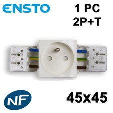 Ensto PK4511  - Prise de courant 2P+T pour goulotte Blanc 45x45 double bornier