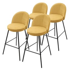 Tabourets de bar comptoir moutarde avec dossier repose-pieds H 75 cm lot de 4
