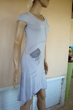  ROBE ORIGINALE ASYMETRIQUE LOOK SOGGO GRIS CLAIR MANCHE COURTE T 36/38/40