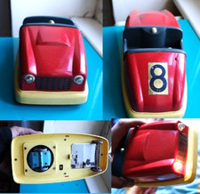 Ancienne 26 cm Voiture en tôle électrique tamponneuse autodirectionnelle 1950