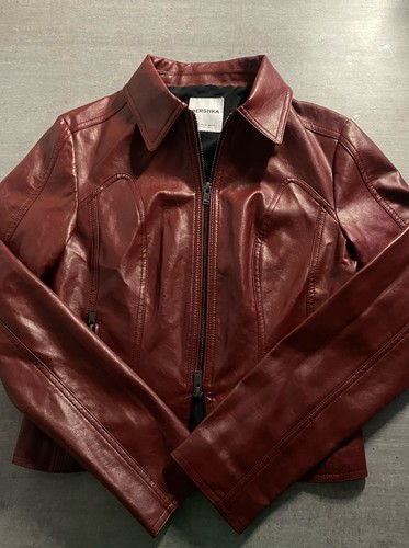 Bershka veste cuir bordeaux - veste,