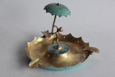 Cendrier laiton Chat au parapluie Art déco (68025)