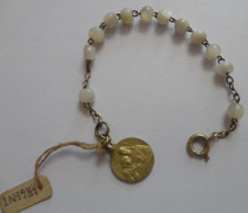 Dizainier ancien Argent vermeille et nacre Médaille Bracelet de Communion n°3