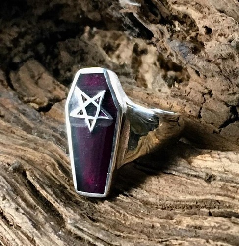 Cercueil pentagramme bague 925 - cercueil,