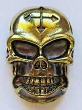 Broche skull tête mort doré