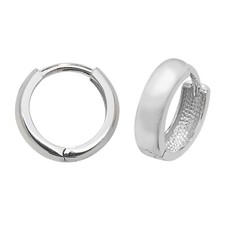 9ct or Blanc Uni Boucle Oreilles Britannique Fabriqué 375 Poinçonnée Tout Neuf