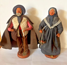 2 Santons artisanal  en terre cuite ( signé Di Landro) berger poissonnière 30cm