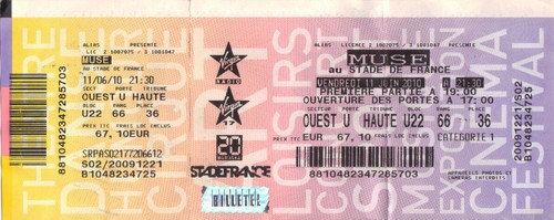 Ticket billet place concert - billet,