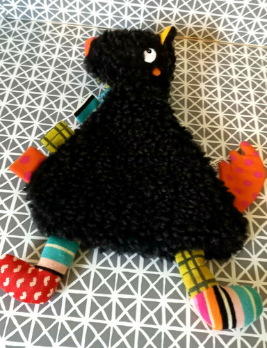 Doudou plat loup - noir, rayures