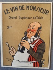 Ancienne étiquette de Vin supérieur Signature du décorateur Eliott Harri