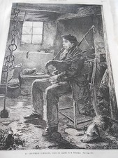 Gravure 1865 - La Cornemuse écossaise