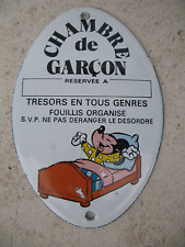 Plaque émaillée ovale "Chambre de garçon" WALT DISNEY PRODUCTIONS