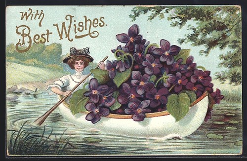 Carte postale femme bateau - femme,