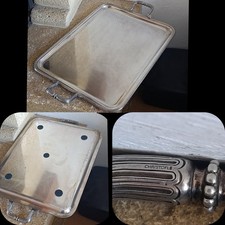 Grand Plat Plateau de Service Métal Argenté Christofle Godron Perle 3748 g