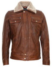 Homme Veste Cuir Brun
