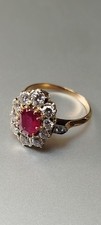 Bague en platine et or rose 18K - Rubis ovale 1,50 ct et diamants VS1 - 9,80 g
