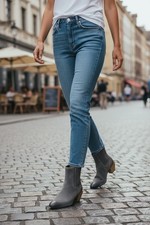 Diesel D-Texanne CH Femme Bottes EU39 Noir Gris Cuir Cheville Haut Cubain RRP290