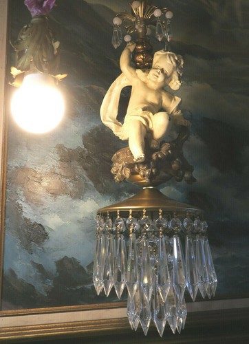 Spelter brass cherub lamp - cherub,