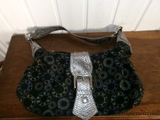 SAC LANCASTER toile noir ronds logo EPAULE à BANDOULIERE écailles argent