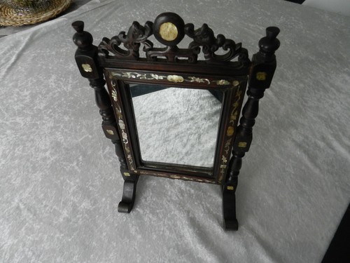 Ancien miroir psyché - miroir, bois