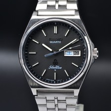 Vintage Seiko Quartz SilverWave 8229-7000 motif tatami noir / OH, révisé