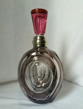 CARAFE design CRISTAL couleur PARME et FRAMBOISE cerclage ARGENT massif