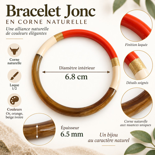 Bracelet jonc rond - , corne