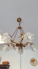 Lustre ancien bronze massif 5