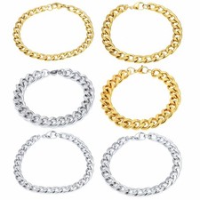 Collier Gourmette Bracelet Hommes Acier Inoxydable Or Argent Byzantin pour