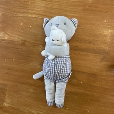 DOUDOU Peluche CHAT GRIS BLANC