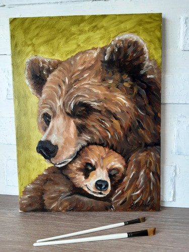 Peinture huile mère - l'huile, ours