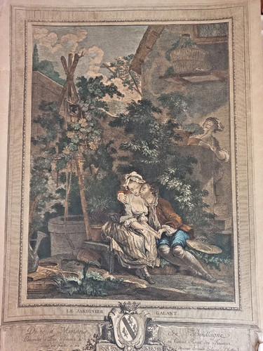 Gravure jardinier galant - gravure, d'