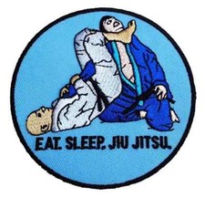 Patch Jiu Jitsu Brésilien (3,5") Eat Sleep BJJ Iron-on Badge Grappling Gi Kimono