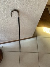 Ancienne Canne De Dandi Pommeau En Argent 